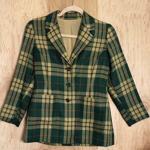 Plaid Women's Jacket - Green and Tan